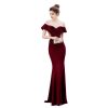 CSCDD Ladies Toasting Wedding Long Dress Shoulder Thank-You Dinner Slim-fit Dress Wedding Evening Dress