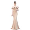 Wedding Evening Dress Ladies Toasting Wedding Long Dress Word Shoulder Thank-You Dinner Slim-fit Dress(Large)