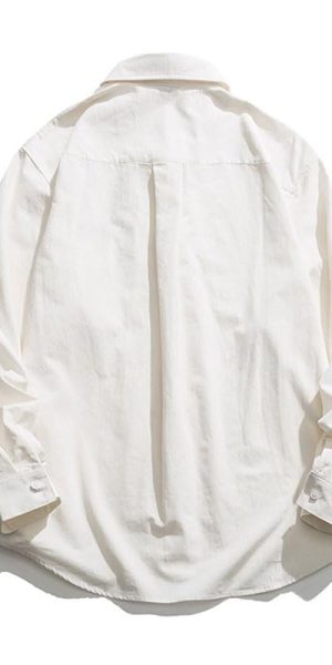 Casual Shirt Fashion Lapel Cotton Long Sleeve Cardigan Breathable Sweat-Wicking Business Workwear Shirt(OneColor,Large)