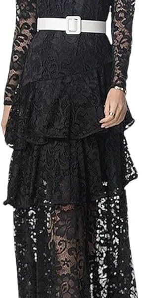 French Long Sleeved Lace Hollow Out Dress Summer Slim fit Casual Flowing Long Skirt Elegant Women’s Cocktail Prom Evening