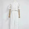 Women's Casual Top Set - Lapel Short Sleeve & Wide Leg Pants