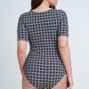 Women’s Modest Short Sleeve One Piece Swimsuit with Removable Soft Cups and Scoop Neckline Swim Wear Must Have