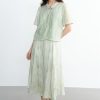 Women's Chinese Style 2 Piece Outfit Stand Collar Sleeveless Top and Skirt Set Summer Oriental Fashion Suit