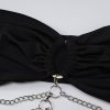 Halter Neck Hollow Out Dress for Women Sexy Chain Detail Summer Party Club Dresses