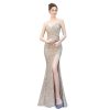 Women's Luxury Cocktail Party Dinner Dress Silver Sequins Slim Fit Long Skirt Women Sexy Elegant Evening Gown