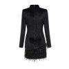 Blacks Long-sleeveds Skirts with Diamonds Highs Waist Thin and Hip Dinner Dress