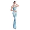 Ladies Mermaid Evening Gowns Sexy Spaghetti Strap V Neck Backless Maxi Skirt Women Elegant Party Dinner Dresses