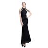 Classic Black Beaded Dignified Women's Dinner Dresses Women Elegant Slim Fishtail Party Long Evening Gown