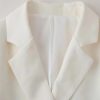 Women's Elegant Romantic Short Sleeve Blazer Skirt Set Lapel Buttoned Suit Pleated Skirt Set
