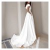 Ladies White V-Neck Long Dinner Dress Designer Evening Dresses Women Vestidos