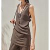 Women's Linen Lounge Set - Coffee Vest & Wide Leg Pants Summer Cooling Athletic Wear