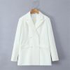 Women's 3-Piece Blazer Suit - Notched Twill Jacket & Bow Waist Pleated Skirt