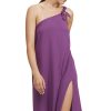 Luma Women's One Shoulder Sarong Style Maxi Dress Coverup with Side Leg Slit and Adjustable Bow Tie
