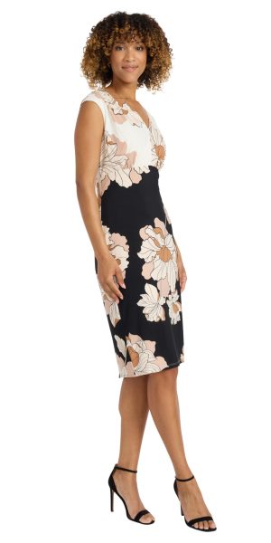 Cap-Sleeve Sheath Floral Print Summer, Wedding Guest, Or Bridal Shower, Work Dresses for Women