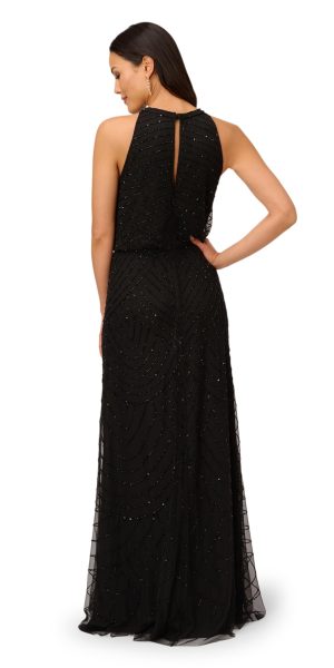 Women's Beaded Halter Long Dress