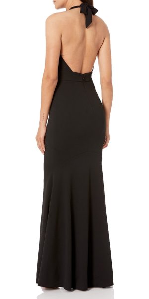Women's Camden Sleeveless Halter Plunging Long Stretch Gown