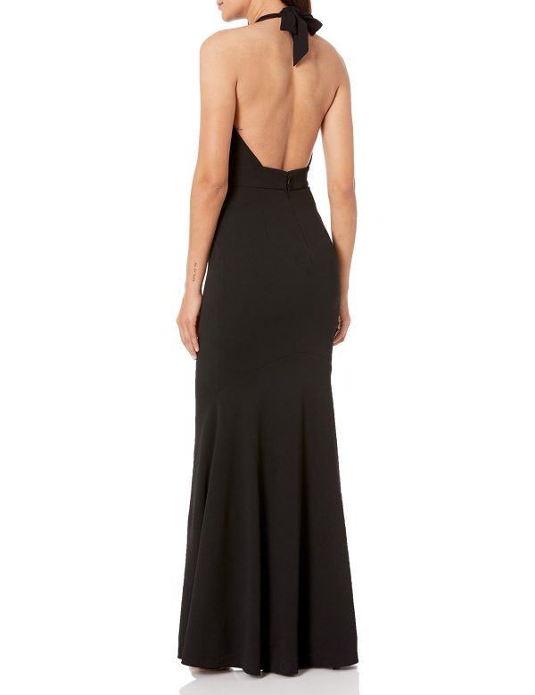 Women's Camden Sleeveless Halter Plunging Long Stretch Gown