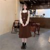 Korean Long Sleeve False Three Piece Suit Dress Slimming Spliced Skirt Women's Elegant Office Dress