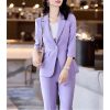 Women's Office Suit Fashion Suit Jacket Simple Solid Color Spring and Summer Half-Sleeved Top + Trousers 2-Piece Set
