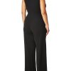 Women's Sleeveless Neckline Cutout Jumpsuit With Pockets