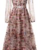 Elegant Women's Evening Gown - Cocktail Dress with Short Sleeves and Empire Waist for Parties and Special Occasions(Brown,Large)