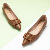 Women's Ballet Pointed Toe Leather Comfortable Slip On Work Flats