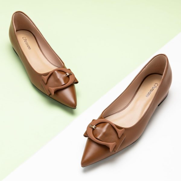 Women's Ballet Pointed Toe Leather Comfortable Slip On Work Flats