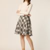 Women's Easter Plaids Vintage Tartan Elastic Waist Knee Length A-Line Skirt