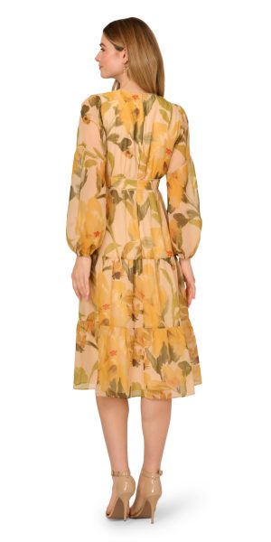 Women's Floral Organza Midi Dress