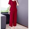 Women's Cotton Sleep Set - T-Shirt & Trousers Breathable Pajama Soft Feel