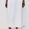 Women's Smocked-Waist Poplin Midi Skirt