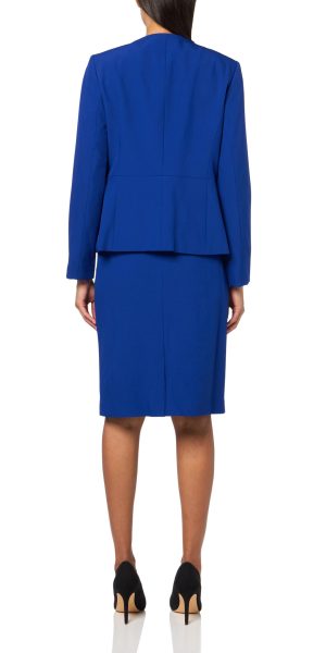 Women's Ruffle Front Blazer & Skirt, 2pc Set