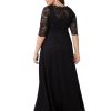 Women’s Plus Size Leona Lace Gown, Maxi Dress Formal Evening Ball Gown with Side Pockets for Wedding Guest