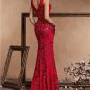 Sequin Evening Dress for Women V Neck Long Slit Formal Gown Wedding Guest Prom Floor Length Party Dress