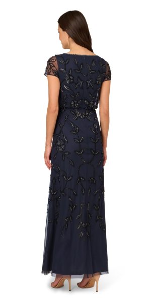 Women's Blouson Beaded Long Dress