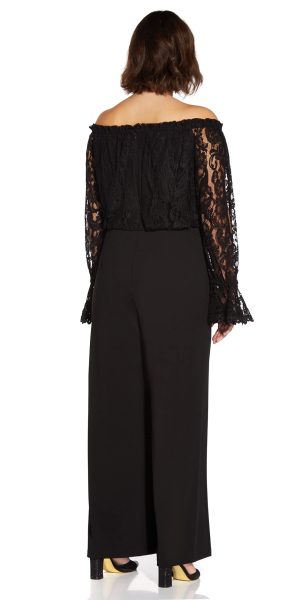 Womens Lace and Crepe Jumpsuit