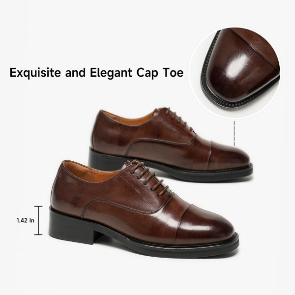 Women's Oxfords Dress Shoes, Leather Lace-Up Oxfords for Women, Comfortable Formal Cap Toe Business Casual Non Slip Office