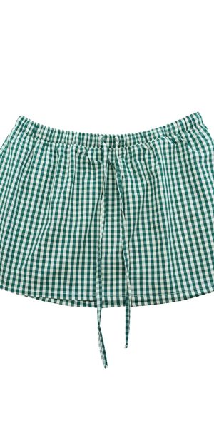 Women Y2k Plaid Mini Skirts Elastic Waist Low Rise A Line Boxer Skirt Summer Gingham Going Out Bubble Short Skirts