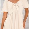 2025 Summer Dress for Women Casual Short Sleeve Bow Tie V Neck Ruffle Midi Flowy Dresses