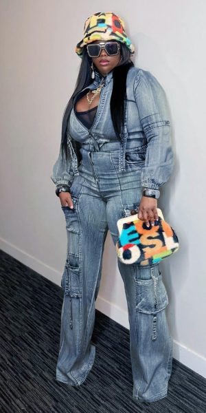 Women's Two Piece Denim Outfits Long Sleeve Cropped Jean Jacket Cargo Pants with Pockets Y2K Tracksuit Set