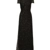Women's Short-Sleeve All Over Sequin Gown