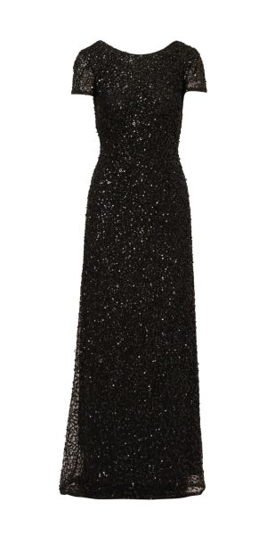 Women's Short-Sleeve All Over Sequin Gown