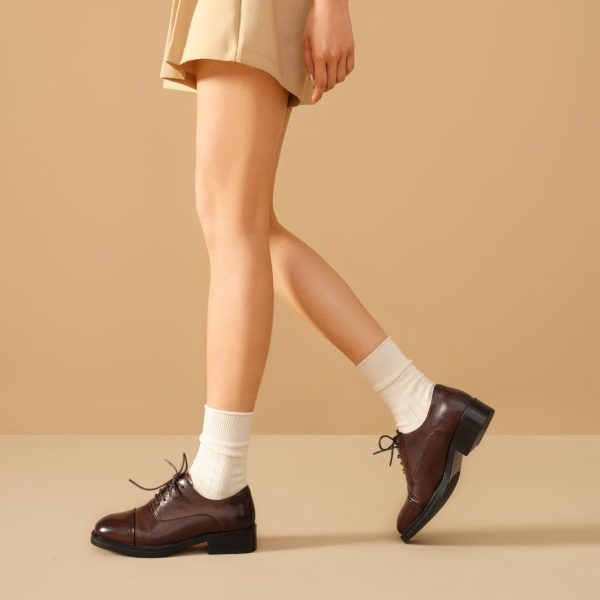 Women's Oxfords Dress Shoes, Leather Lace-Up Oxfords for Women, Comfortable Formal Cap Toe Business Casual Non Slip Office