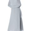 Women's Sleeveless Scallop Long Beaded Dress W/Scarf