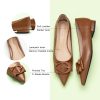 Women's Ballet Pointed Toe Leather Comfortable Slip On Work Flats