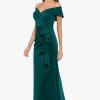 Women's Long Off Shoulder Sweetheart Neck Side Ruffle Gown (Reg and Petite)