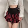 Womens Gothic Skirt Y2k 2000s Girl Mall Goth Punk Skirts High Waist Lace-Up Ruffle Fairy Grunge Mini Skirts