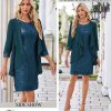 Women's Sequin Dress - Wedding Guest & Mother of The Bride Formal Dress - Two Piece Knee Length