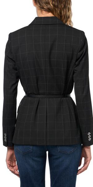Women's Blazer with Leather Waist Belt