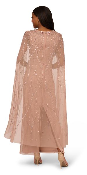 Women's Beaded Cape Long Dress